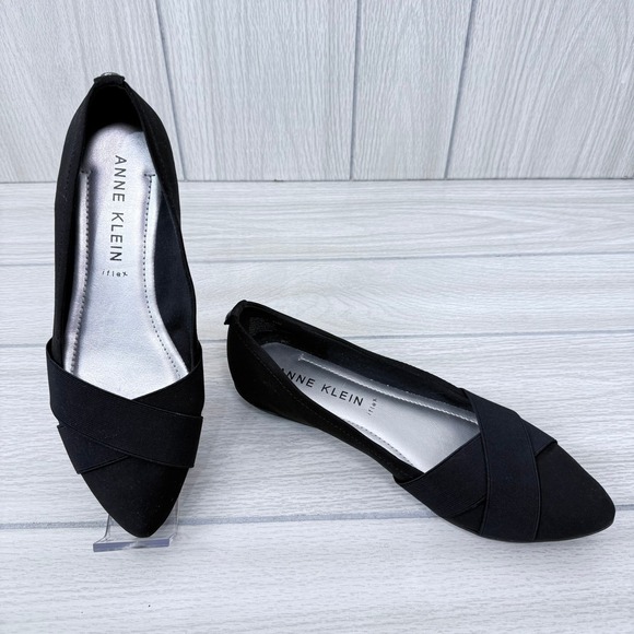 Anne Klein Oalise Black Pointed Toe Ballet Flats Womens Size‎ 7.5 - Picture 1 of 5